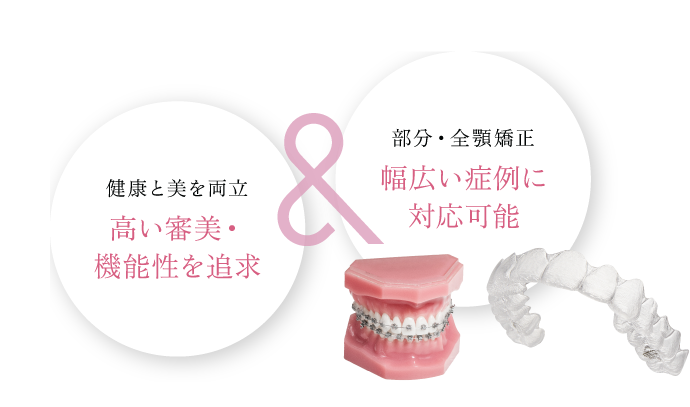 健康と美を両立 高い審美・機能性を追求 & 部分・全顎矯正 幅広い症例に対応可能